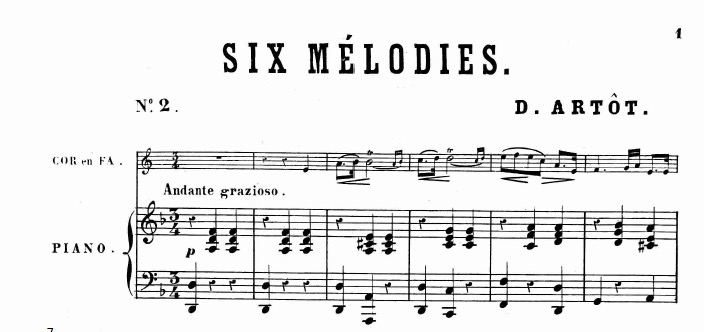 Artot Melodies for horn and piano suite 3 no. 2 sample