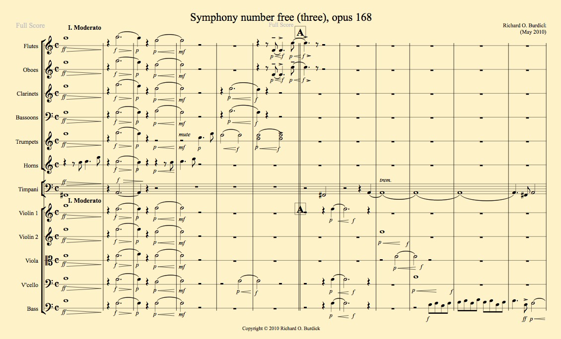 Page one of Richard Burdick's Sympony No. Free (Three) Op. 168