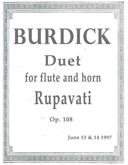 sheet music cover for RIchard Burdick's Duet for horn and flute, Op. 108