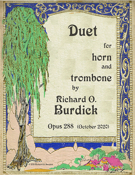 Sheet music cover for Richard Burdick's horn and trombone duet Opus 288