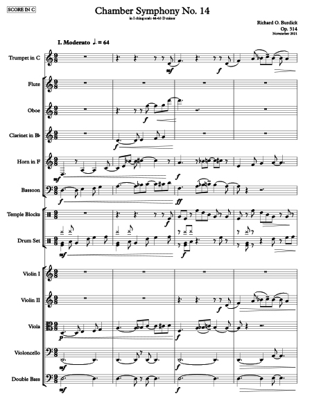 Richard Burdick, Chamber Symphony No. 14 M. 1, Op. 314