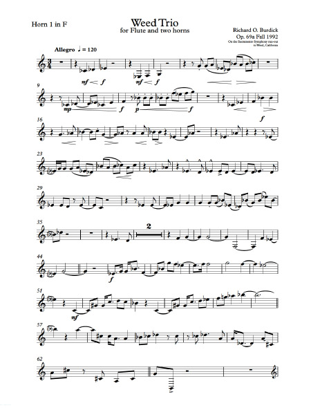 Burdick's Opus 69a horn 1 part page 1