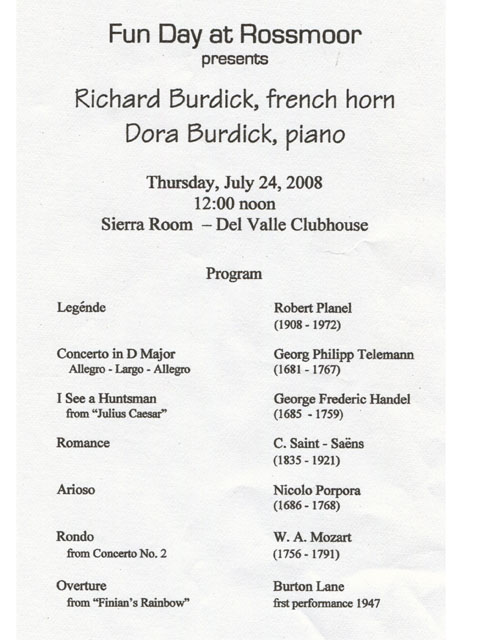 Richard Burdick solo program July 24, 2008
