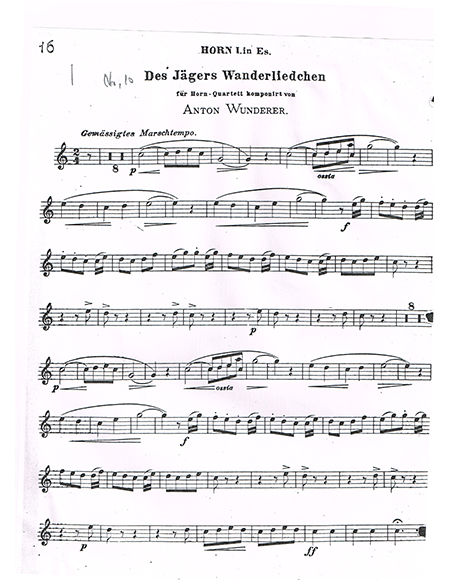 Anotn Wundrerer Horn One Movement Ten horn part that was used in Richard Burdick's CD101