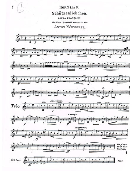 Anotn Wundrerer Horn One Movement Two horn part that was used in Richard Burdick's CD101