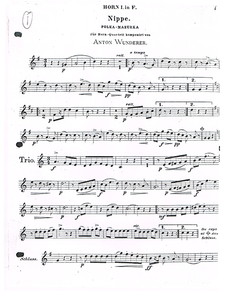 Anotn Wundrerer Horn One Movement Three horn part that was used in Richard Burdick's CD101