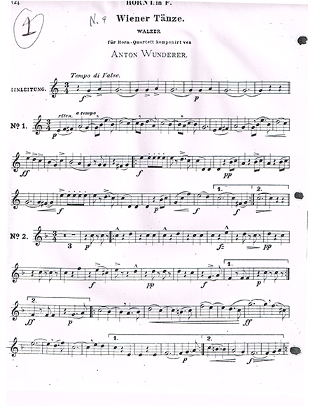 Anotn Wundrerer Horn One Movement Nine horn part that was used in Richard Burdick's CD101