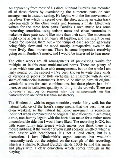 Review of Richard Burdick's CD21 page 1