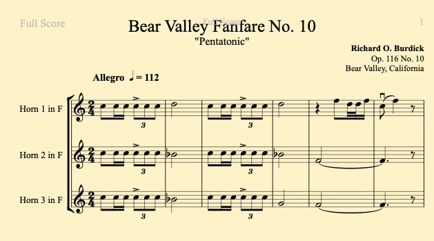 Bear Valley fanfare No. 10