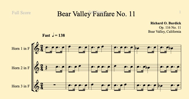 Bear Valley fanfare No. 11