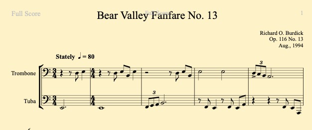 Bear Valley fanfare No. 13