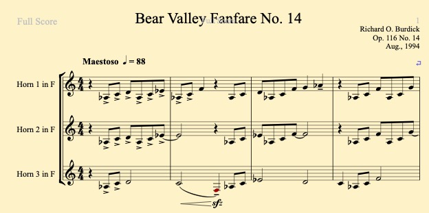 Bear Valley fanfare No. 14