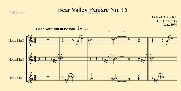 Bear Valley fanfare No. 15