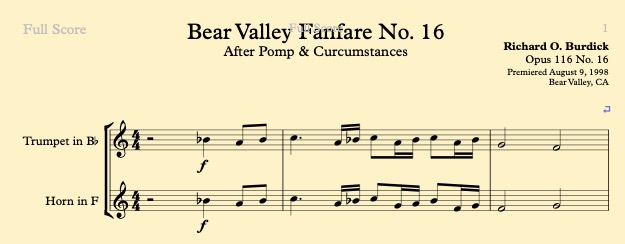 Bear Valley fanfare No. 16