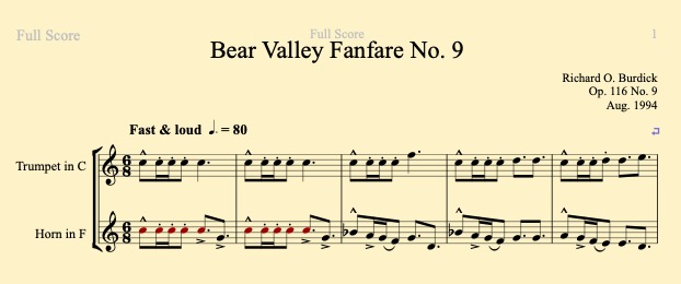 Bear Valley fanfare No. 9