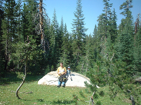 Richard Burdick with young Oscar in Bear Valley 2004