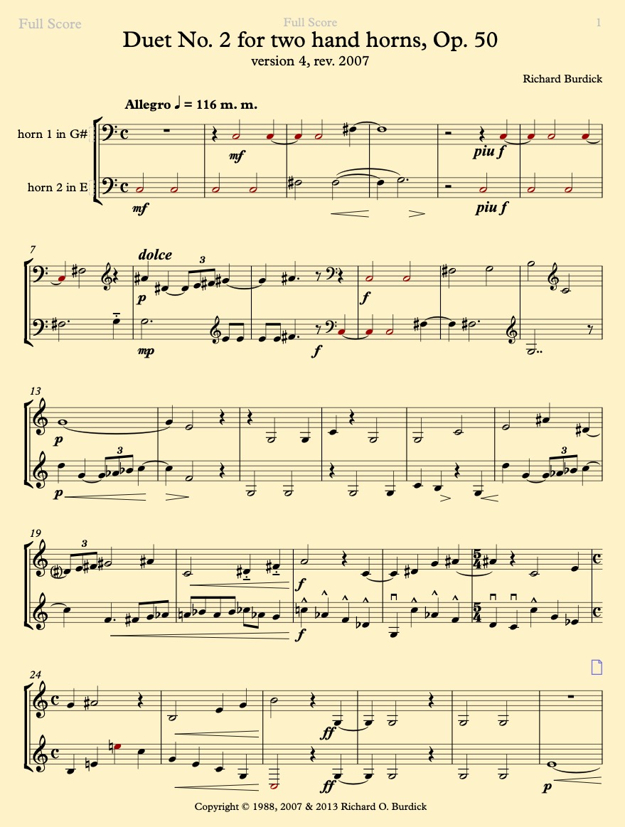 Burdick's horn duet, opus 50 page 1
